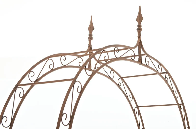 Arche à rosiers plantes grimpantes décoration jardin 144x128 cm en métal marron vieilli 10_0003937
