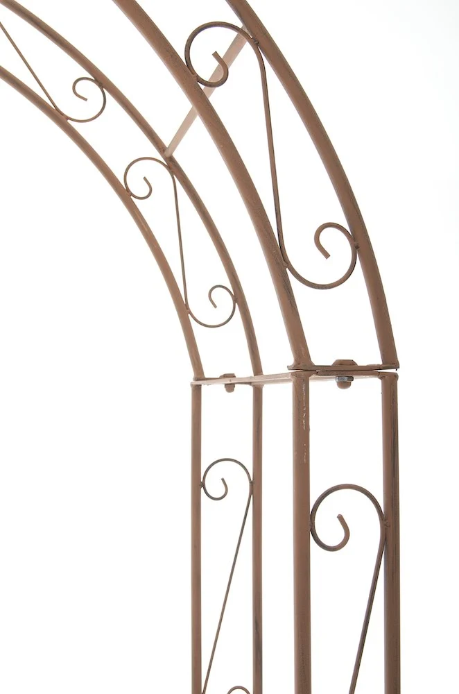 Arche à rosiers plantes grimpantes décoration jardin 144x128 cm en métal marron vieilli 10_0003937