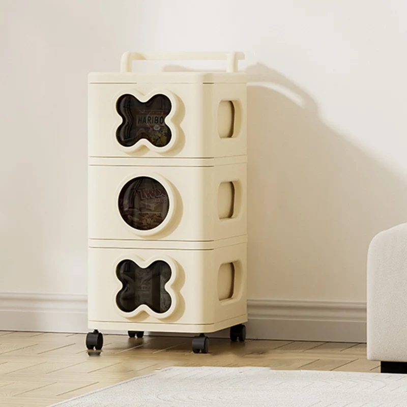 Modern Minimalist Multi-Layer Rectangular PP Movable Storage Cabinet 3/4/5-Cabinet For Living Room