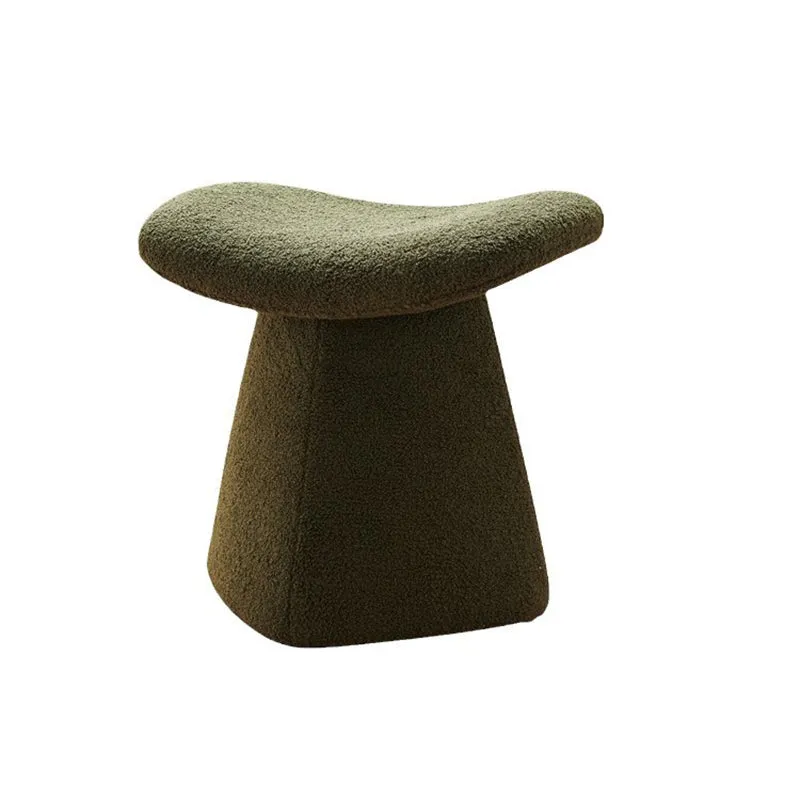 Contemporary Scandinavian Square Faux Shearling Plywood Kids Low Stool For Living Room