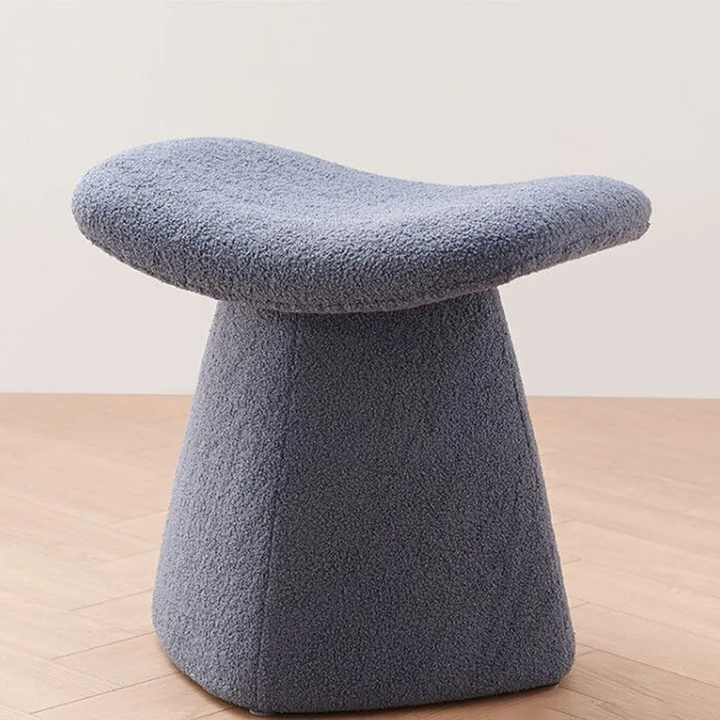 Contemporary Scandinavian Square Faux Shearling Plywood Kids Low Stool For Living Room