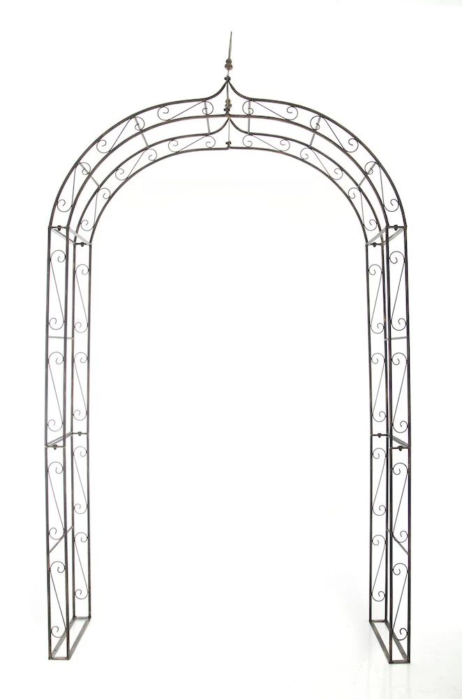 Arche à rosiers plantes grimpantes décoration jardin 144x128 cm en métal bronze 10_0003938