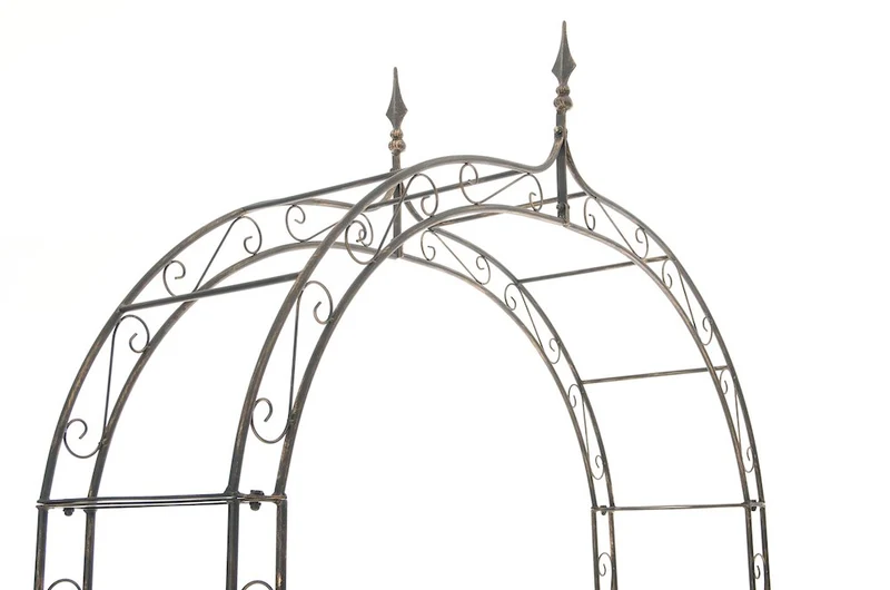 Arche à rosiers plantes grimpantes décoration jardin 144x128 cm en métal bronze 10_0003938