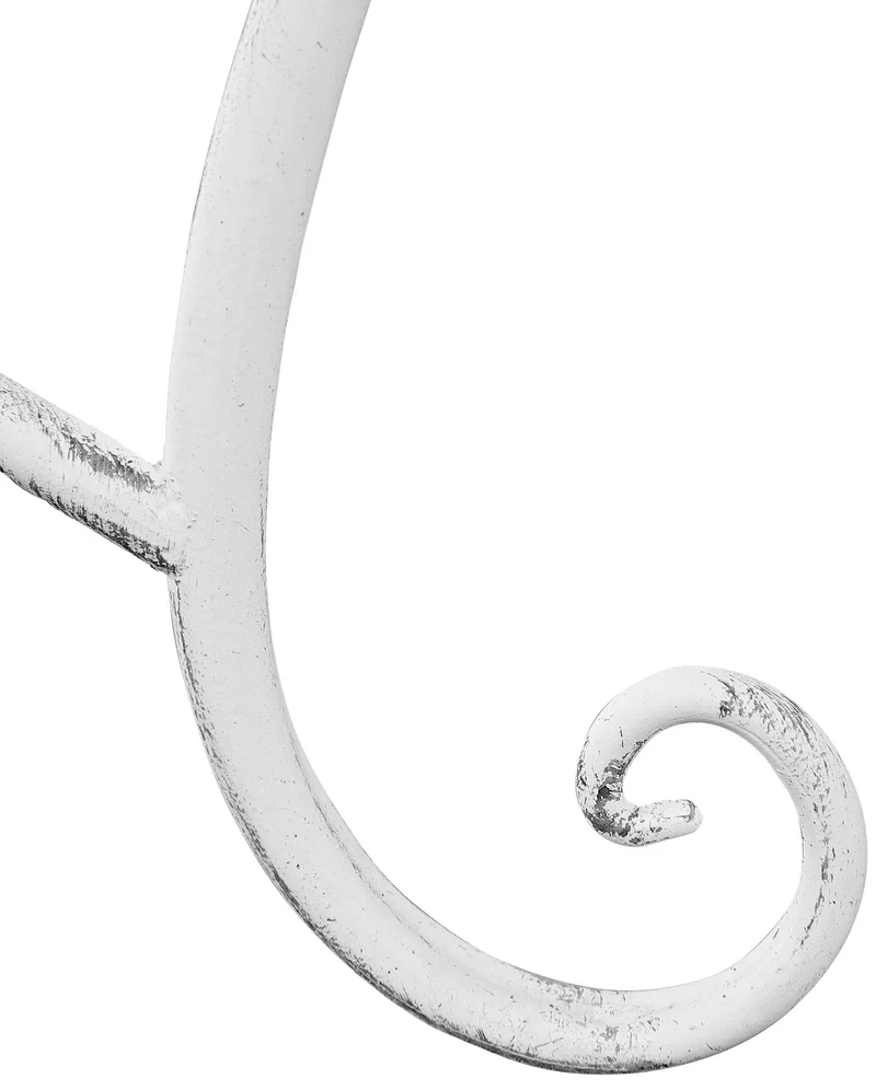 Banc de jardin avec accoudoirs design rustique largeur 113 cm en métal blanc vieilli 10_0002944