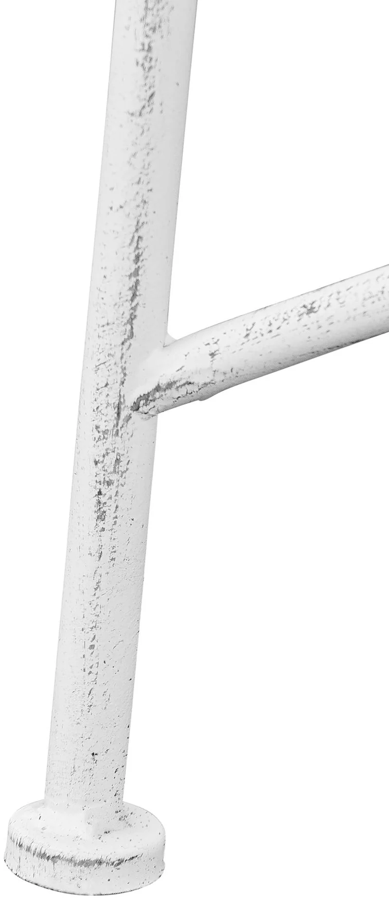 Banc de jardin avec accoudoirs design rustique largeur 113 cm en métal blanc vieilli 10_0002944