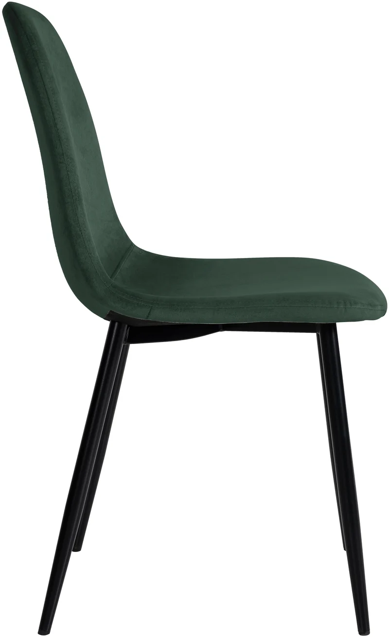 Chaise de salle à manger design simple avec pieds en métal noir assise en velours vert 10_0002062