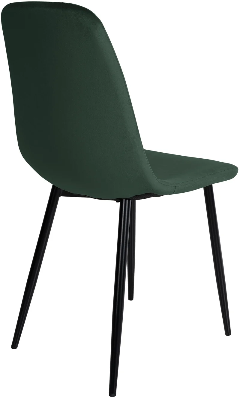 Chaise de salle à manger design simple avec pieds en métal noir assise en velours vert 10_0002062