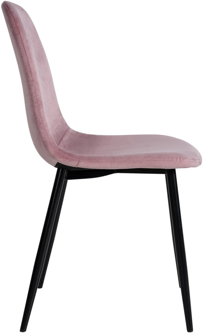 Lot de 4 chaises de salle à manger design moderne avec pieds en métal noir et assise en PVC rose 10_0001828