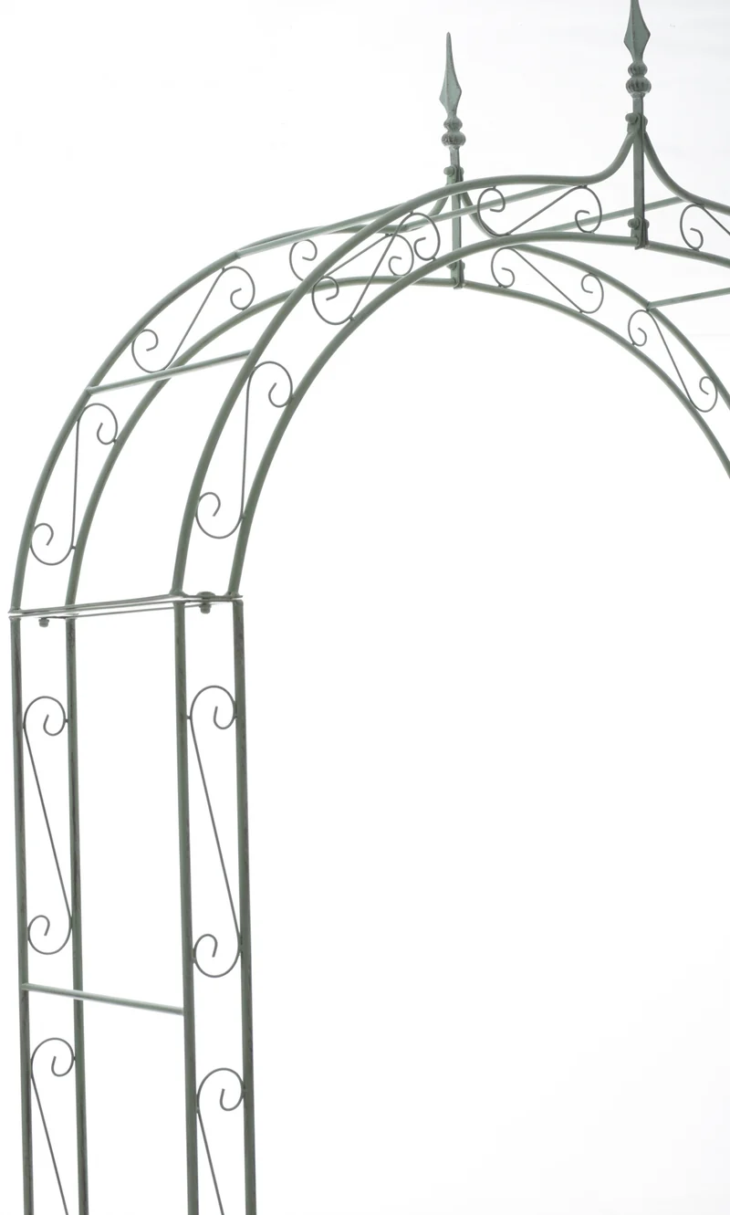 Arche à rosiers plantes grimpantes décoration jardin 144x128 cm en métal vert vieilli 10_0003941