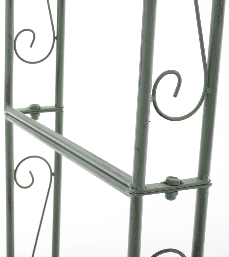 Arche à rosiers plantes grimpantes décoration jardin 144x128 cm en métal vert vieilli 10_0003941
