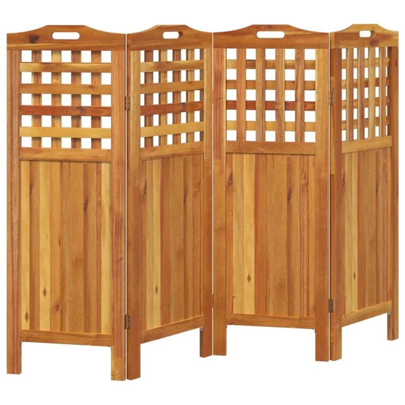 Paravent séparateur de pièce cloison 4 panneaux 162x2x115 cm bois d'acacia marron DEC030820