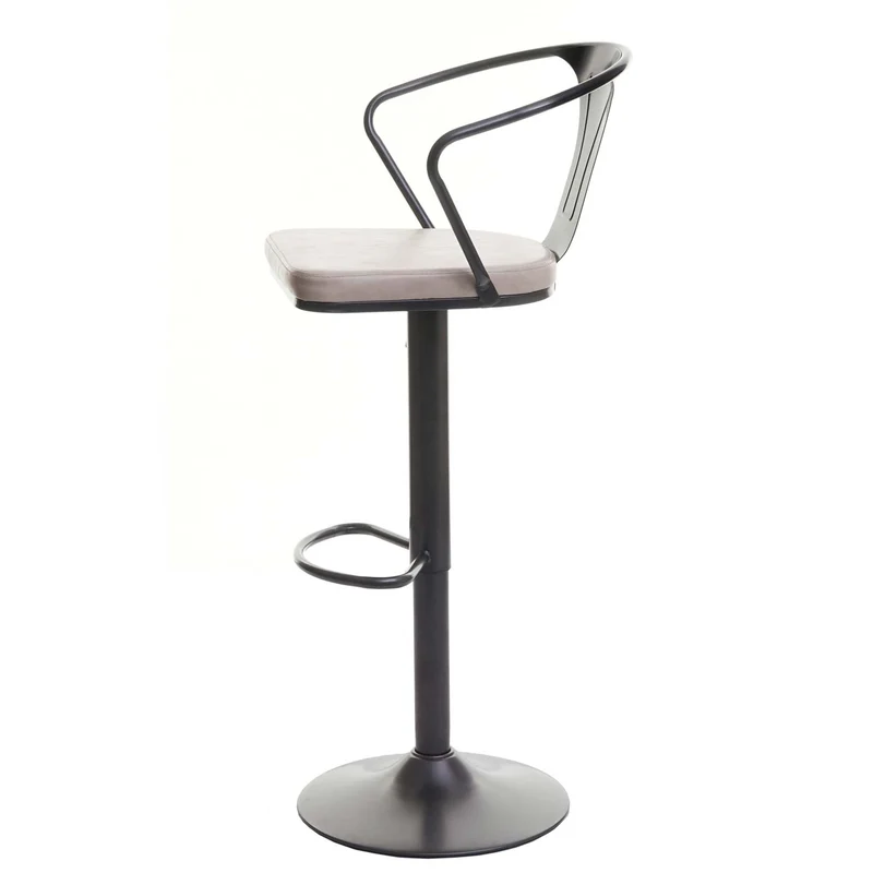 Lot de 2 tabourets de bar avec accoudoirs réglable en hauteur design industriel rotatif vintage noir-crème 04_0007462