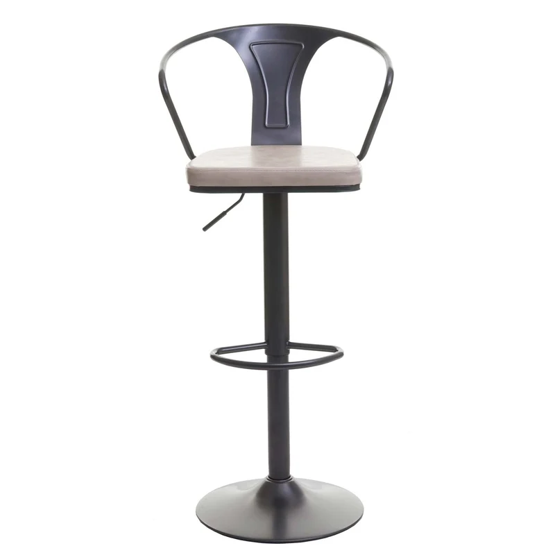 Lot de 2 tabourets de bar avec accoudoirs réglable en hauteur design industriel rotatif vintage noir-crème 04_0007462