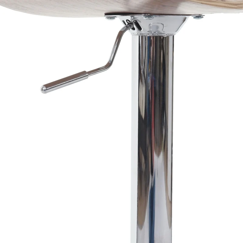 Tabouret de bar chaise haute de bar x1 design retro en PVC crème bois noyer et métal 04_0001217