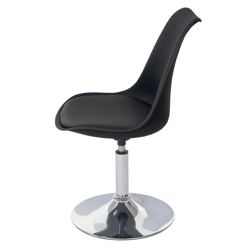 Lot de 6 chaises pivotantes réglables en hauteur en PVC rotatif en PVC et plastique noir piètement chromé 04_0000703