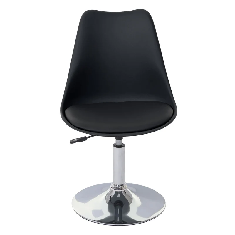 Lot de 6 chaises pivotantes réglables en hauteur en PVC rotatif en PVC et plastique noir piètement chromé 04_0000703