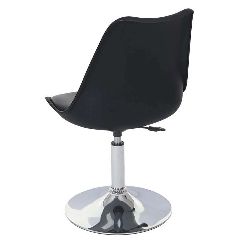 Lot de 6 chaises pivotantes réglables en hauteur en PVC rotatif en PVC et plastique noir piètement chromé 04_0000703