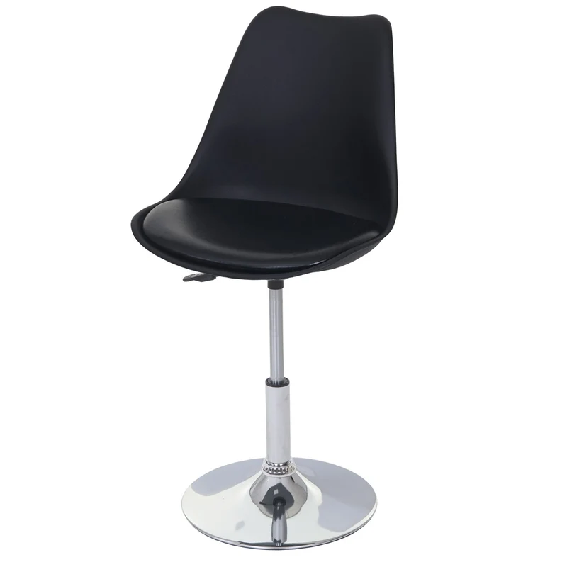 Lot de 6 chaises pivotantes réglables en hauteur en PVC rotatif en PVC et plastique noir piètement chromé 04_0000703