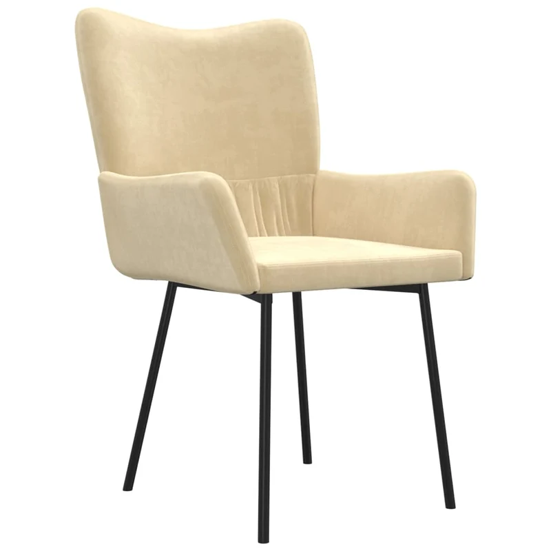 Set de 2 chaises de salle à manger accoudoirs en tissu velours crème pieds en métal DEC025508