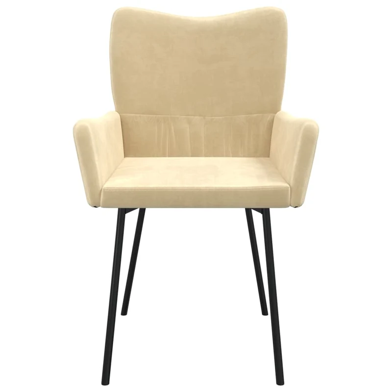 Set de 2 chaises de salle à manger accoudoirs en tissu velours crème pieds en métal DEC025508
