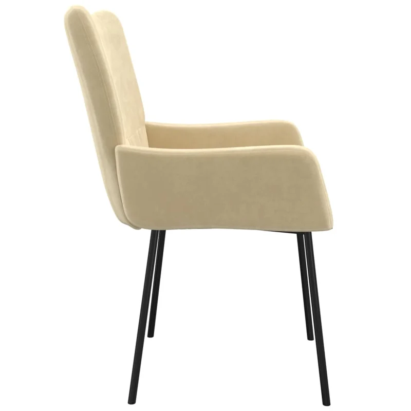 Set de 2 chaises de salle à manger accoudoirs en tissu velours crème pieds en métal DEC025508