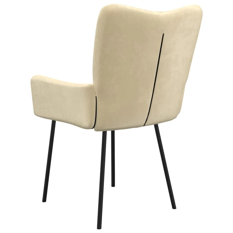 Set de 2 chaises de salle à manger accoudoirs en tissu velours crème pieds en métal DEC025508