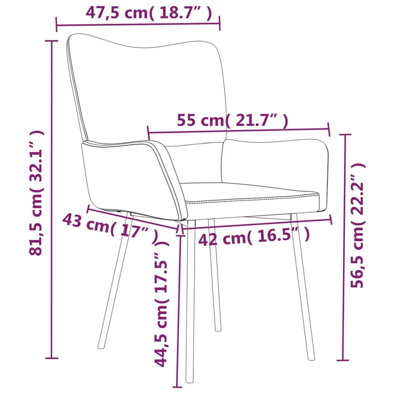Set de 2 chaises de salle à manger accoudoirs en tissu velours crème pieds en métal DEC025508
