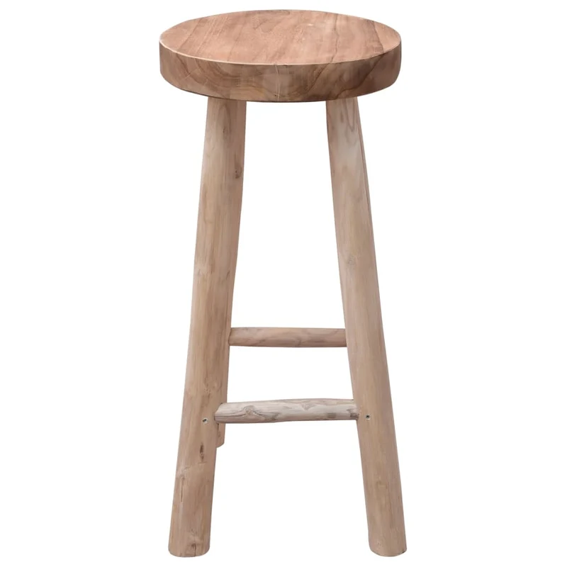 Tabouret de bar x1 chaise haute avec repose-pieds design rustique en bois de teck hauteur 76 cm DEC029316