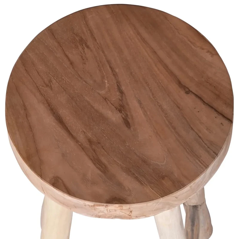 Tabouret de bar x1 chaise haute avec repose-pieds design rustique en bois de teck hauteur 76 cm DEC029316