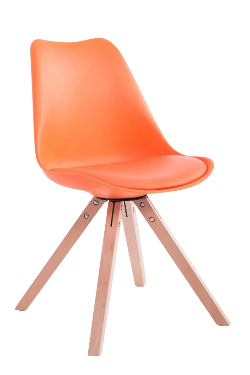 Lot de 2 chaises de salle à manger scandinave synthétique orange pieds bois CDS10024