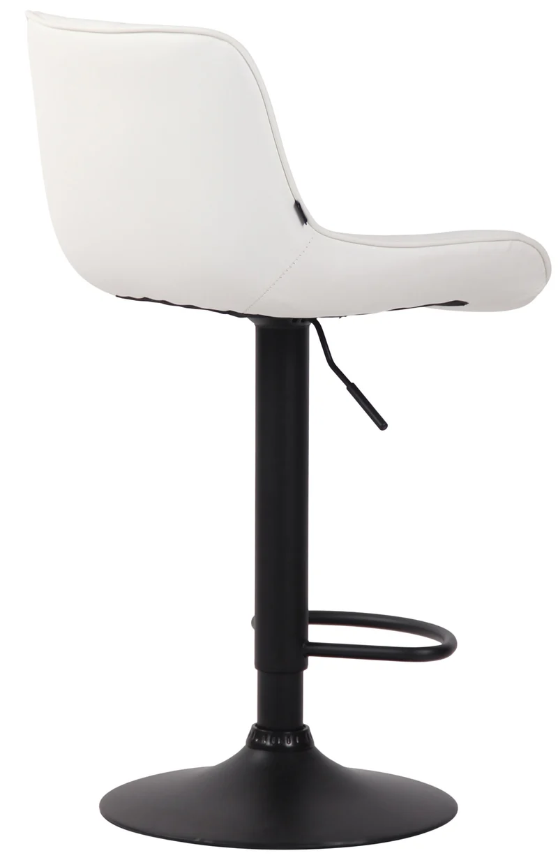 Tabouret de bar chaise haute x1 en PVC blanc coutures verticales support en métal noir 10_0005102