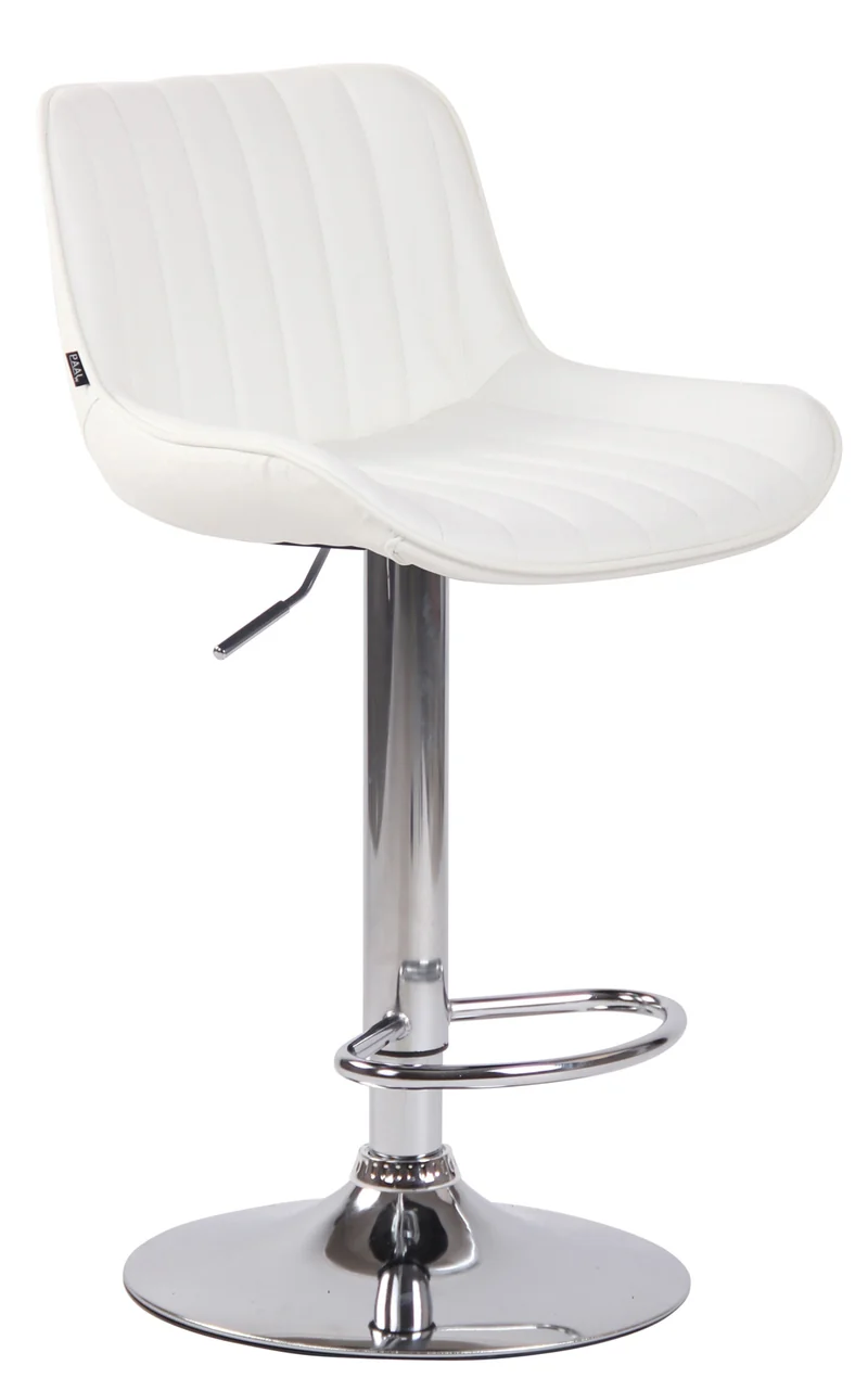 Lot de 2 tabourets de bar chaises hautes en PVC blanc coutures verticales support en métal chromé 10_0004277