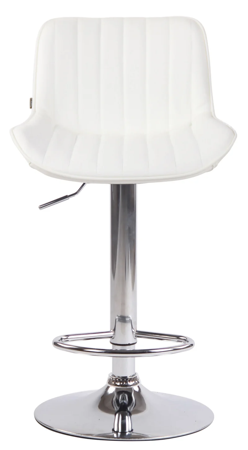 Lot de 2 tabourets de bar chaises hautes en PVC blanc coutures verticales support en métal chromé 10_0004277