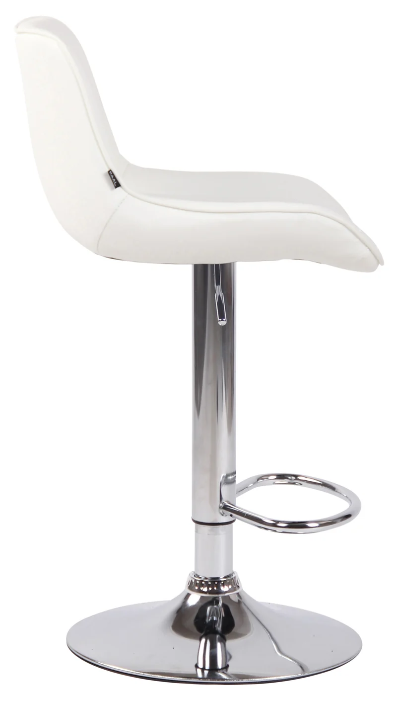 Lot de 2 tabourets de bar chaises hautes en PVC blanc coutures verticales support en métal chromé 10_0004277