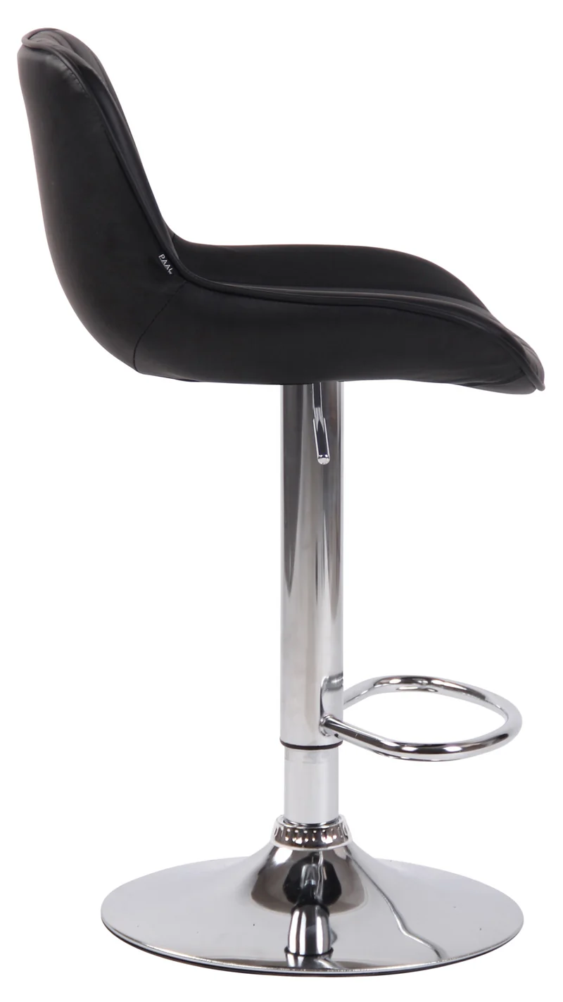 Lot de 2 tabourets de bar chaises hautes en PVC noir coutures verticales support en métal chromé 10_0004276