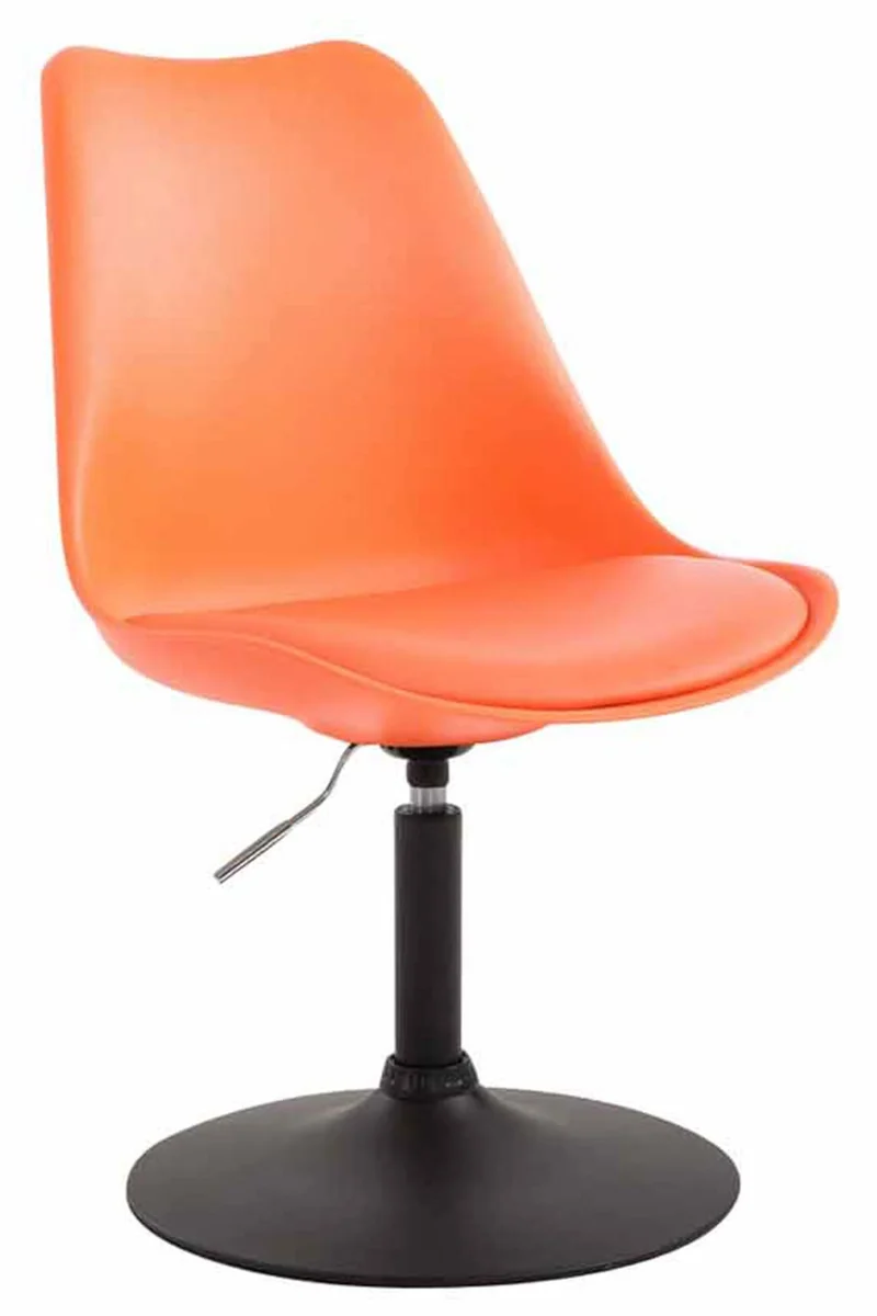 Lot de 4 chaises de salle à manger pivotante hauteur réglable en plastique orange et pied trompette métal noir 10_0001809