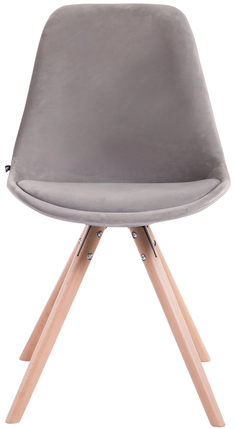 4 chaises de salle à manger style scandinave en velours gris clair pieds rond en bois clair CDS10307