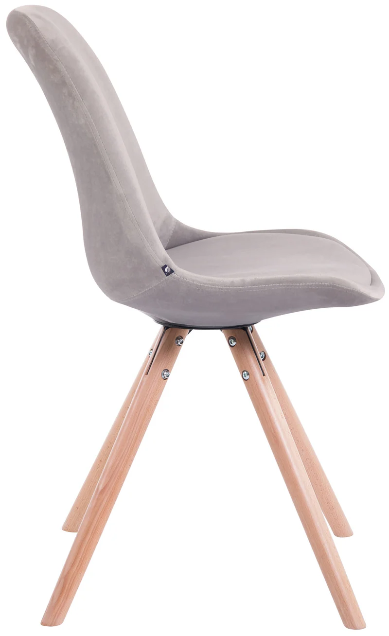 4 chaises de salle à manger style scandinave en velours gris clair pieds rond en bois clair CDS10307