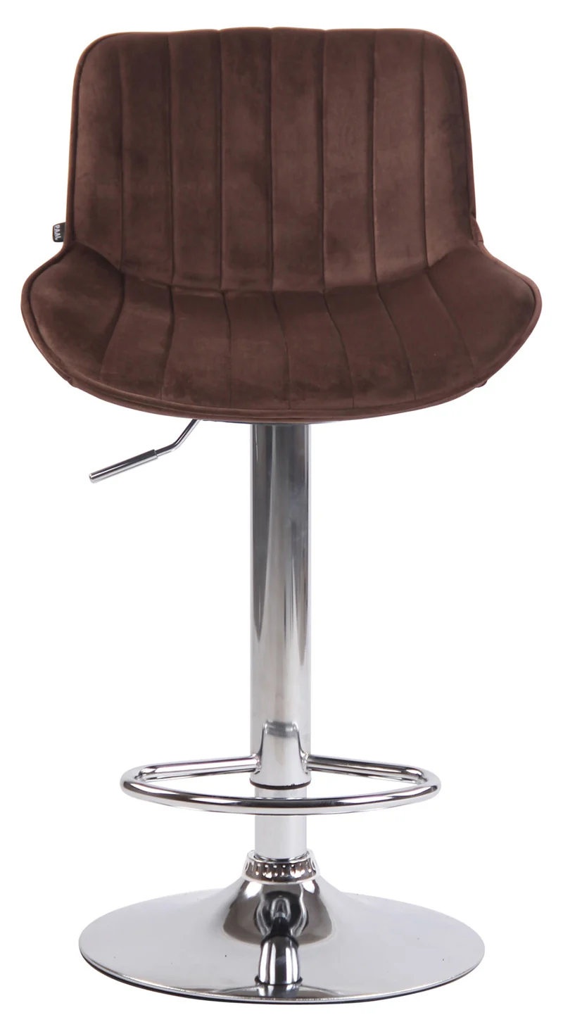 Lot de 2 tabourets de bar moderne confortable réglable en velours marron pied trompette métal TDB10392
