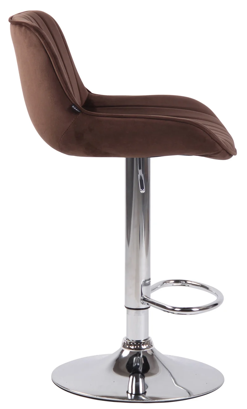 Lot de 2 tabourets de bar moderne confortable réglable en velours marron pied trompette métal TDB10392