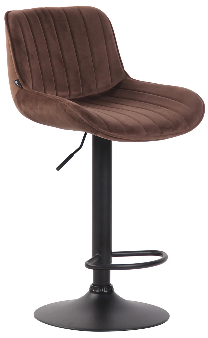 Lot de 2 tabourets de bar moderne confortable réglable en velours marron pied trompette métal noir TDB10398