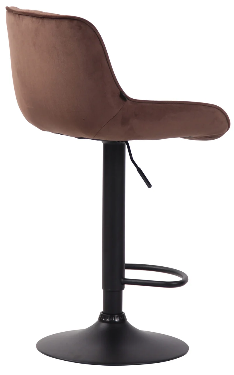 Lot de 2 tabourets de bar moderne confortable réglable en velours marron pied trompette métal noir TDB10398