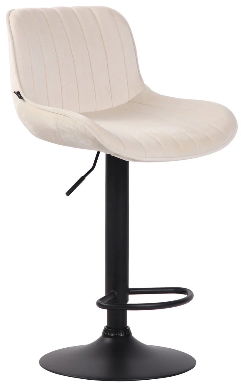 Lot de 2 tabourets de bar moderne confortable réglable en velours crème pied trompette métal noir TDB10399