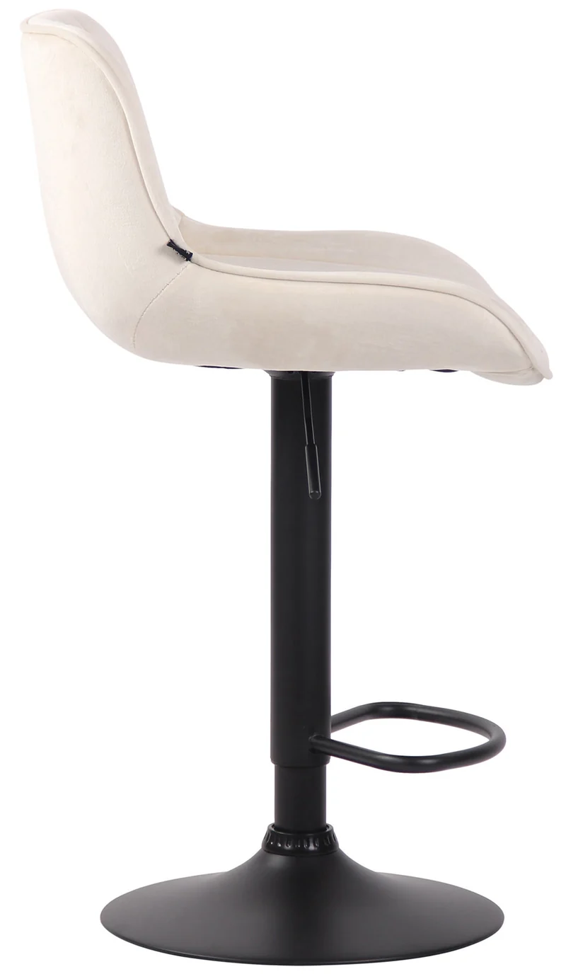 Lot de 2 tabourets de bar moderne confortable réglable en velours crème pied trompette métal noir TDB10399