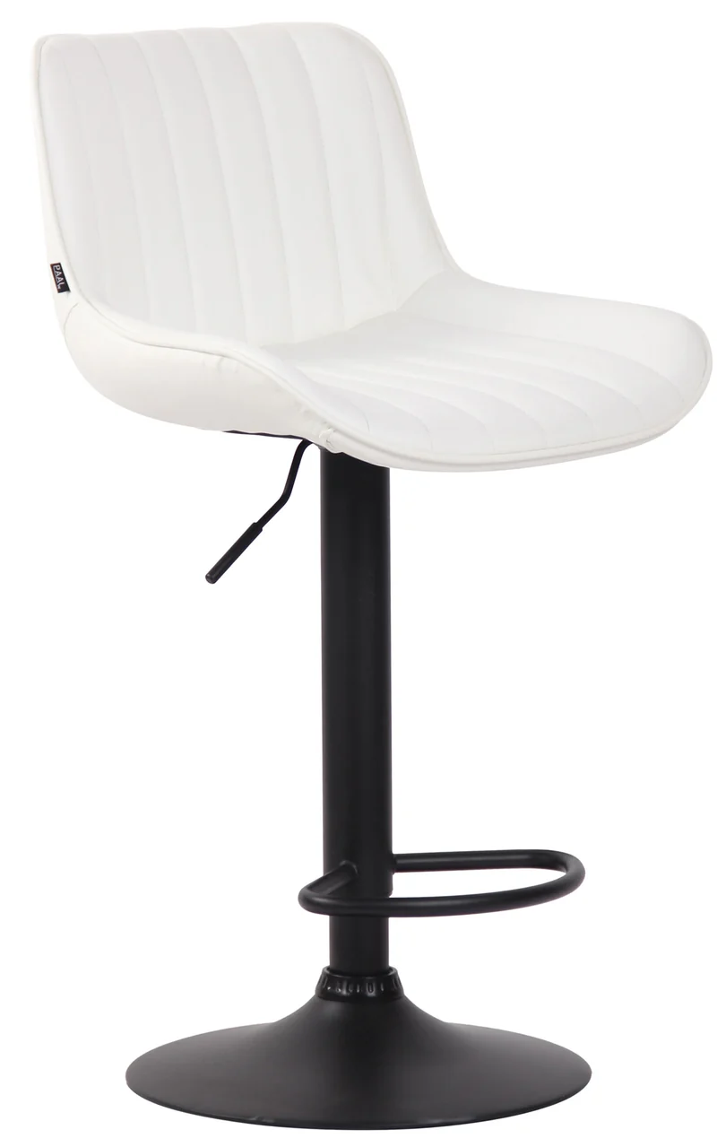 Lot de 2 tabourets de bar chaises hautes en PVC blanc coutures verticales support en métal noir 10_0004282