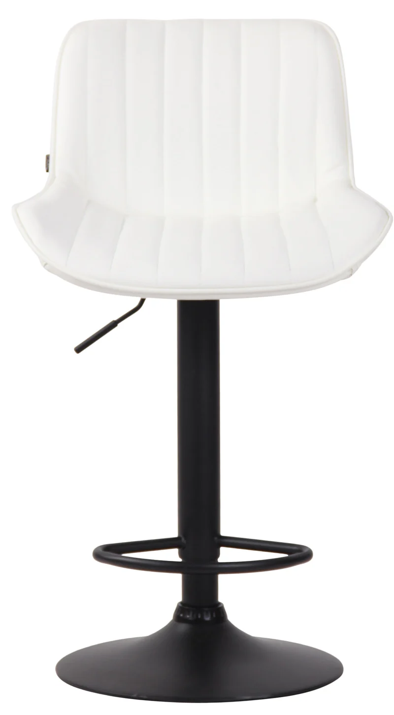 Lot de 2 tabourets de bar chaises hautes en PVC blanc coutures verticales support en métal noir 10_0004282
