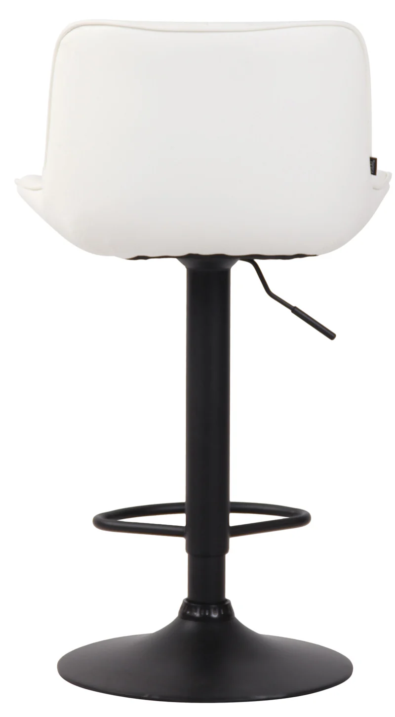 Lot de 2 tabourets de bar chaises hautes en PVC blanc coutures verticales support en métal noir 10_0004282