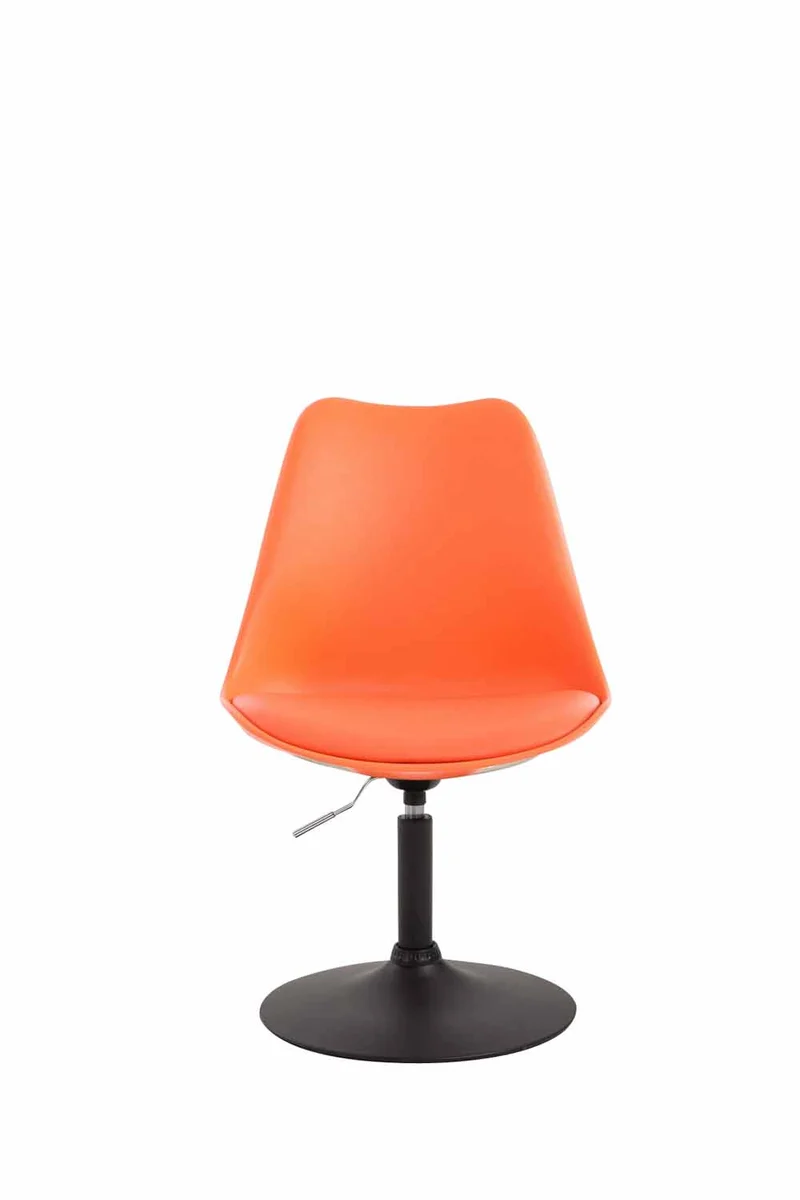 Chaise de salle à manger x1 pivotante hauteur réglable en plastique orange et pied trompette en métal chromé 10_0003764