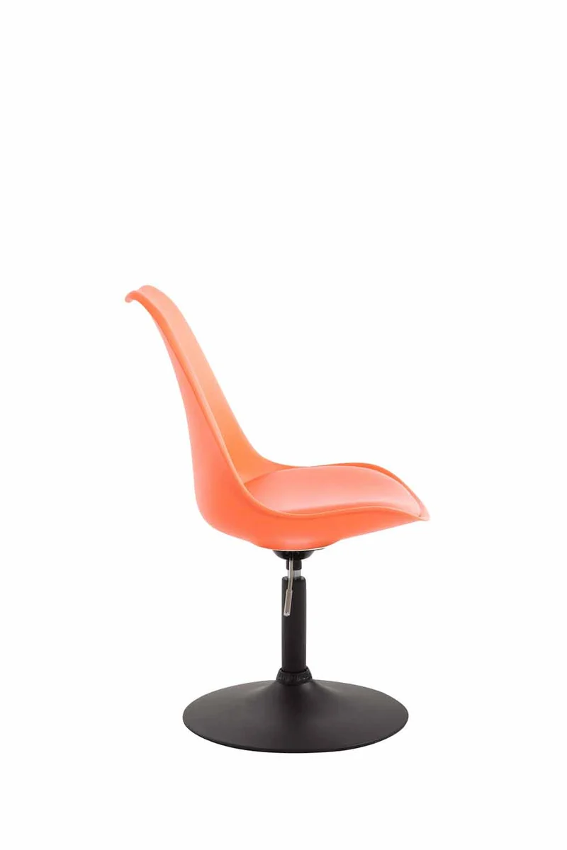 Chaise de salle à manger x1 pivotante hauteur réglable en plastique orange et pied trompette en métal chromé 10_0003764