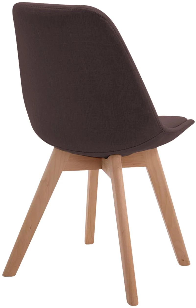 Chaise de salle à manger x1 design scandinave en tissu marron et piètement à 4 pieds en bois clair 10_0003273